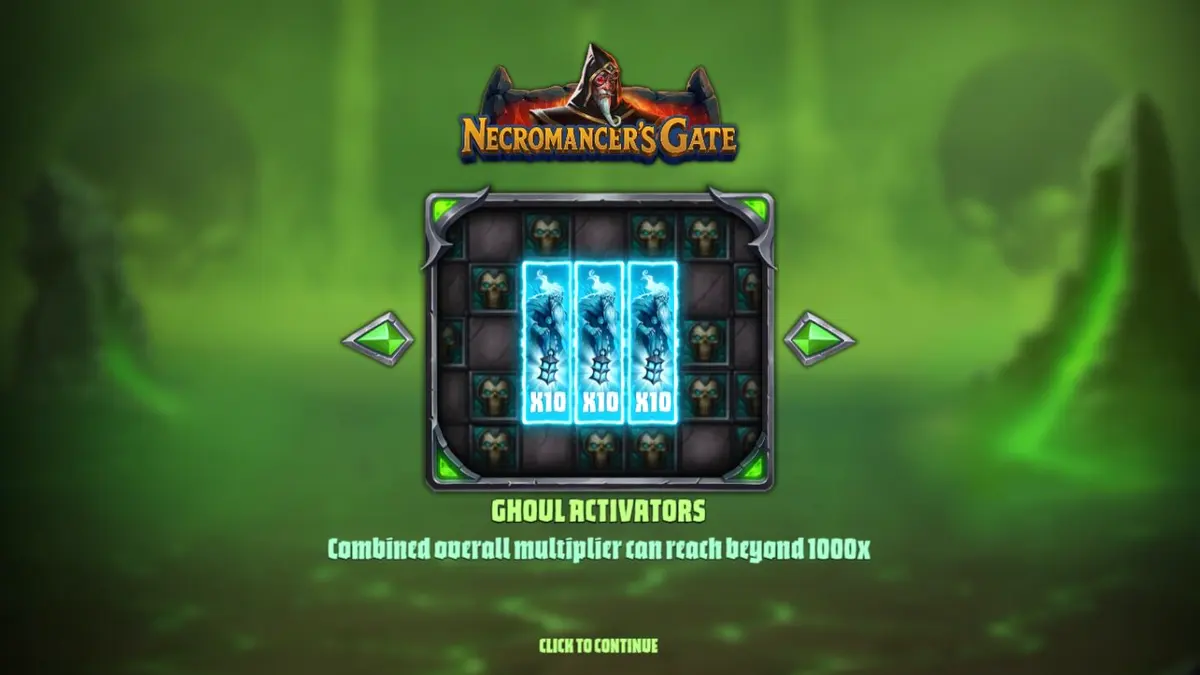 Necromancer’s Gate slot machine interface na may gothic theme